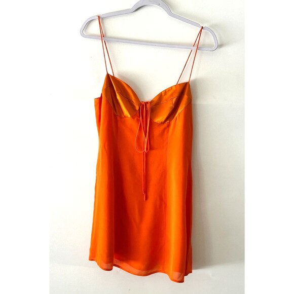 Reformation Ocean Dress Size 4 Orange Sweetheart-Neck Woven Mini Slip Dress - Picture 14 of 15